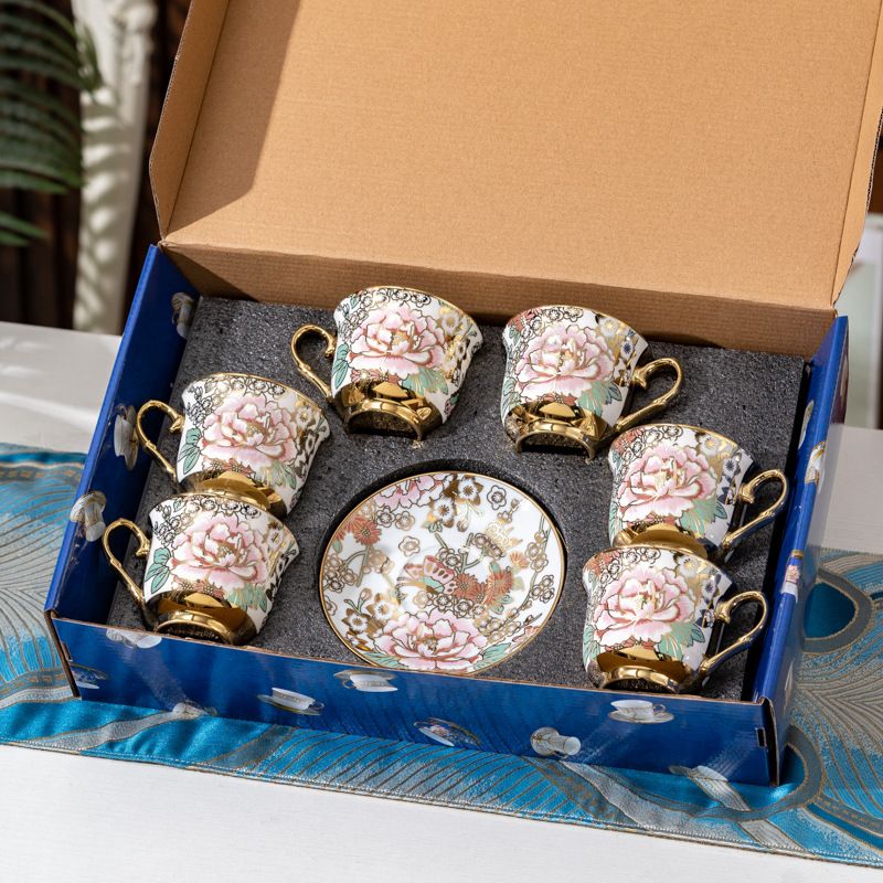 Conjunto de café de cerâmica estilo francês, pequeno para uso doméstico, xícara simples, xícara de chá da tarde inglesa leve e luxuosa_voghion.com