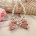 Collier de perles INS en forme de cœur avec nœud rose coréen, style princesse, accessoire pour petit animal de compagnie_voghion.com