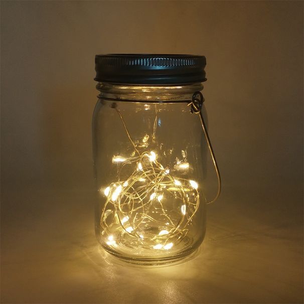 Luci solari per coperchi di barattoli di vetro con filo di rame - Luci LED bianche calde, bianche fredde e multicolori per decorazioni natalizie, per matrimoni e per esterni_voghion.com