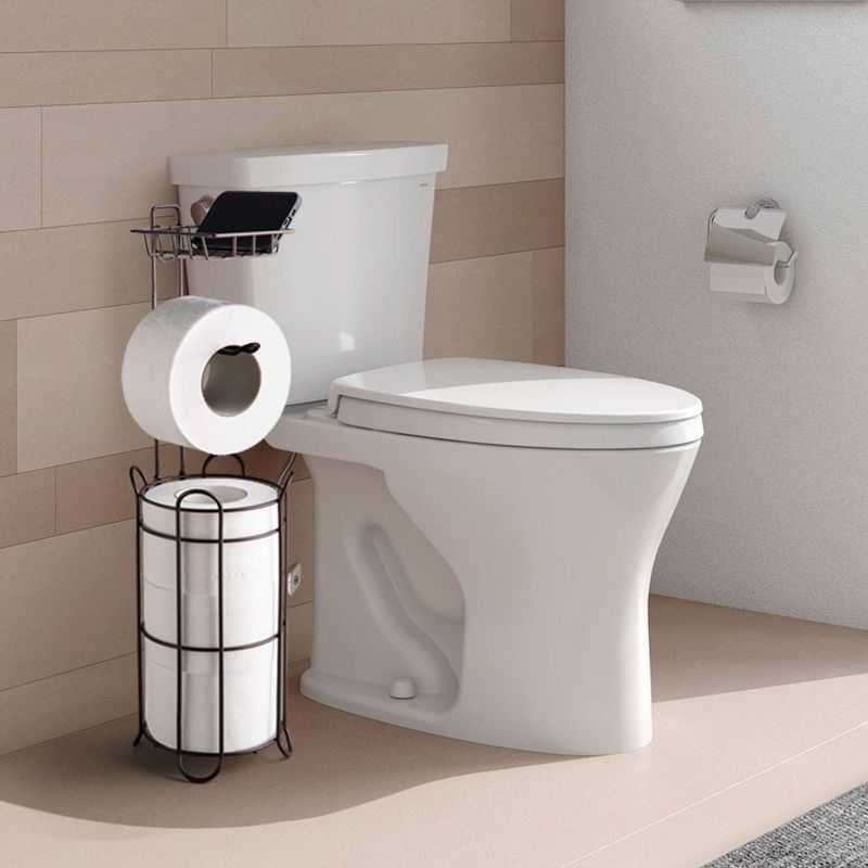 Toilet Paper Holder Holder With Shelf,Bathroom With Toilet Convenient Shelf, Holds Mega Rolls, Phone,Brown_voghion.com