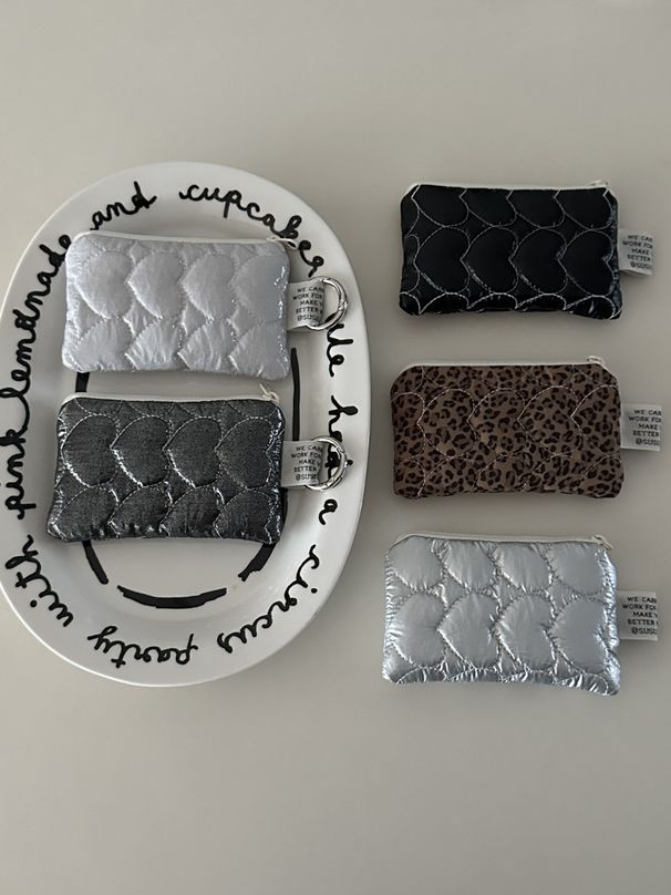 Portamonete a forma di cuore trapuntato – Mini portafoglio in poliestere per donna (alla moda e compatto, perfetto per monete e piccoli oggetti essenziali)_voghion.com