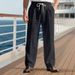 Autumn American Style Breathable Linen Casual Men's Simple Trendy Loose Beach Long Pants_voghion.com