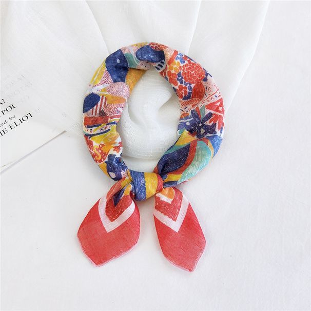 Sciarpa quadrata in cotone e lino - Piccola sciarpa in seta per donna (stile coreano, primavera e autunno, sottile e leggera, fascia per capelli alla moda e sciarpa decorativa)_voghion.com