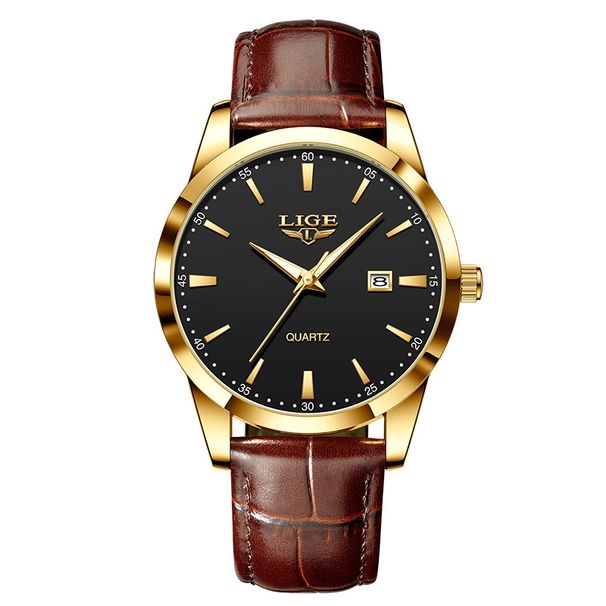 Men's Classic Quartz Watch With Leather Strap, Date Display, Luminous Hands, And 30M Water Resistance For Business And Casual Wear_voghion.com