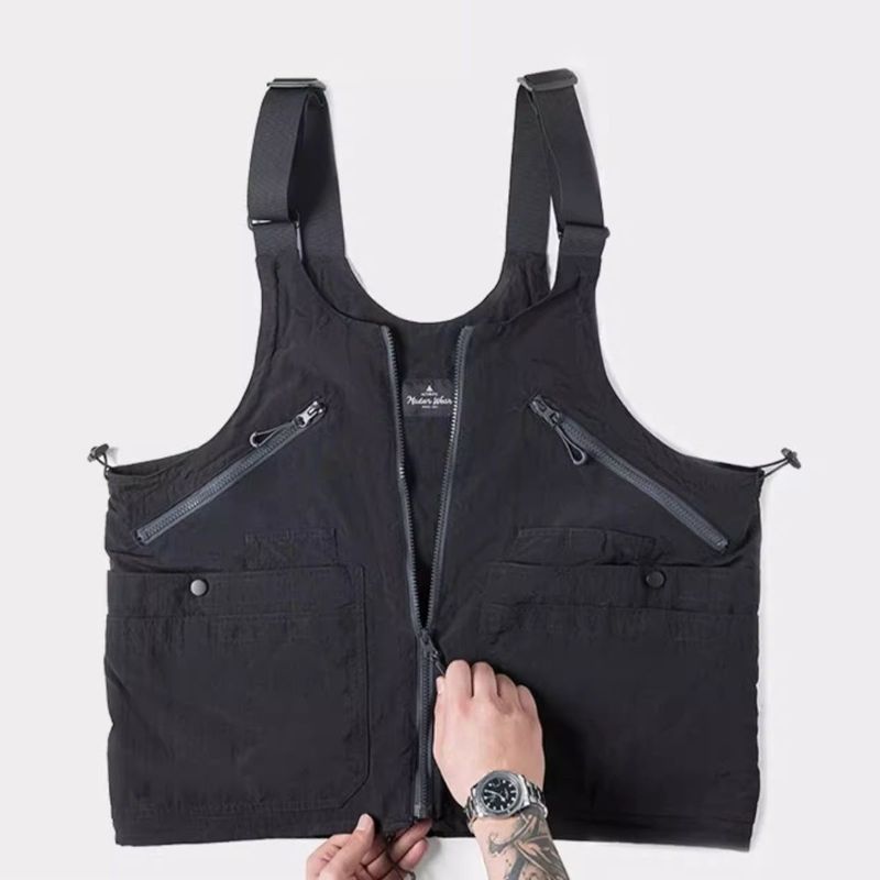 Gilet de travail sans manches pour homme, style rétro, fonctionnel, avec plusieurs poches, idéal pour le camping en montagne ou en plein air, avec bandoulière et double usage_voghion.com
