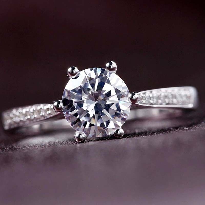 JZ010 Simulierter 1 Karat Hochzeitsantrag für Frauen Herzen Acht Pfeile Zirkon Vergoldeter Sechs-Zinken-Diamantring_voghion.com