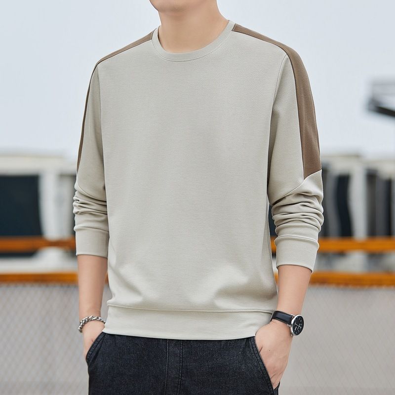 Sweatshirt long sleeved T-shirt trendy plus size men's youth round neck loose base shirt top autumn outfit_voghion.com