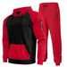 Herrenbekleidung Herbst und Winter Herren Fleece Zweiteiliger Reißverschluss Hoodie Jogginghose Casual Color Suit Herren_voghion.com