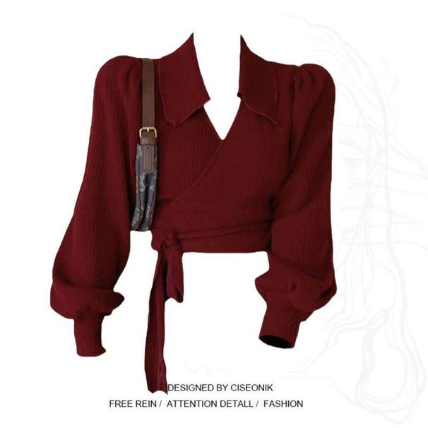 Damenbekleidung Neue Anzüge für den Frühherbst Revers Weinrotes Oberteil für Frauen mit hoch tailliertem, schmalem Rock Zweiteiliger Anzug_voghion.com