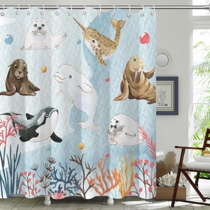 TSLOVER Ocean Anime Shower Curtain - Waterproof Fabric 180x180cm_voghion.com