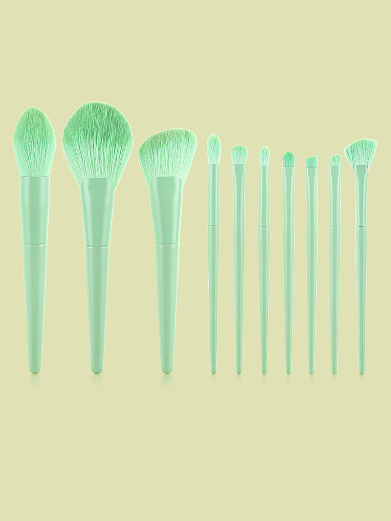 Set di 10 pennelli per trucco professionale di alta qualità con vernice gialla_voghion.com