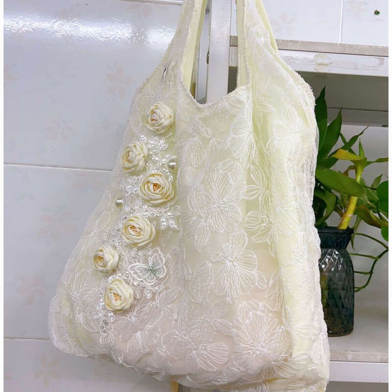 Class Beige Lace Canvas Bag, Popping Recommendation_voghion.com