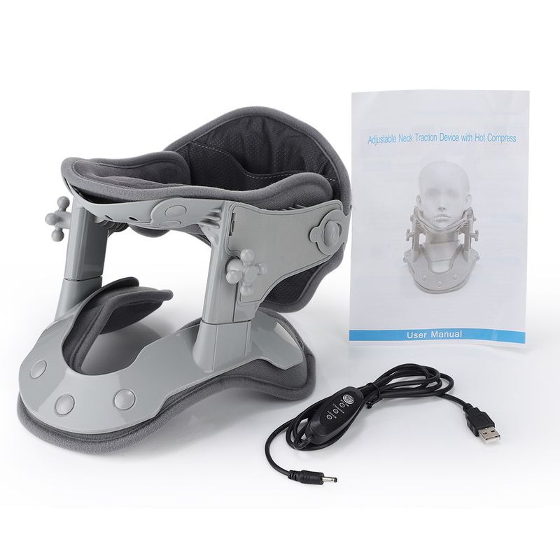 Home Adjustable Traction Device Neck Stretching Cervical Massager Back Support Hot Compress Heat Therapy Relieve Fatigue_voghion.com