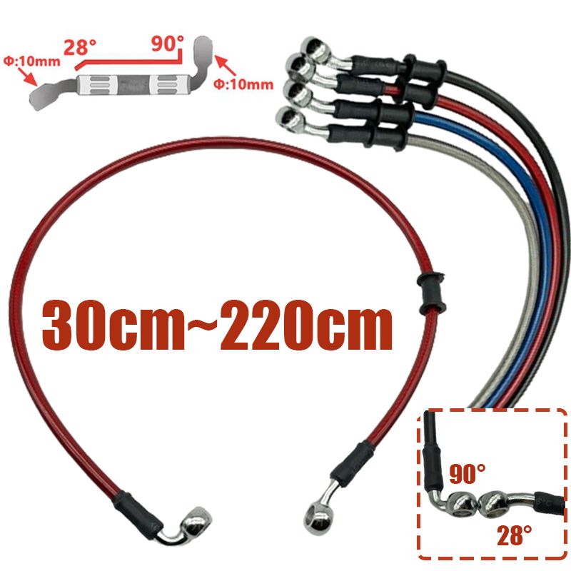 30cm-220cm 28°-90° Cavo freno idraulico per motocicletta Banjo da 10mm per Suzuki Kawasaki Yamaha Honda Tubo flessibile per olio intrecciato_voghion.com