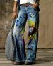 Women's clothing twill ladies jeans printed jeans thin casual pants_voghion.com