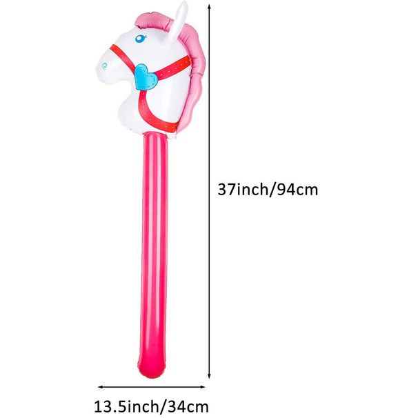 Bâton long gonflable en forme de tête de cheval, bâton gonflable en forme de licorne, jouet pour enfants, bâton de cheval, tête d'animal_voghion.com