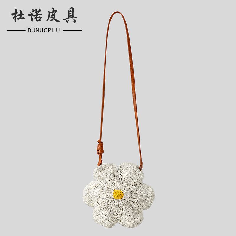Süße, kreative, handgewebte Strohtasche mit Sonnenblumenmotiv, Sommer, Meer, Urlaub, Strand, Umhängetasche, Damenmode_voghion.com