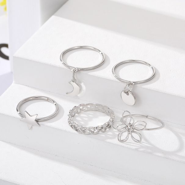 Creative personality geometric metal style stacking joint ring alloy ring 10 piece set_voghion.com