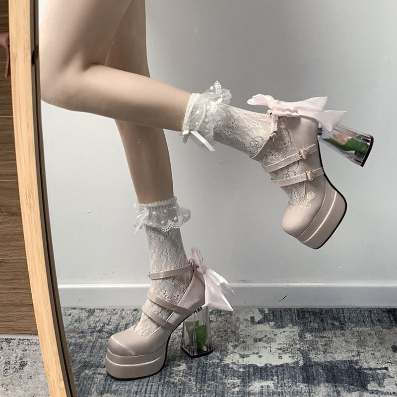 Round-Toe Chunky Heel Pumps Height-Boosting Low-Cut Pumps Stylish And Versatile_voghion.com