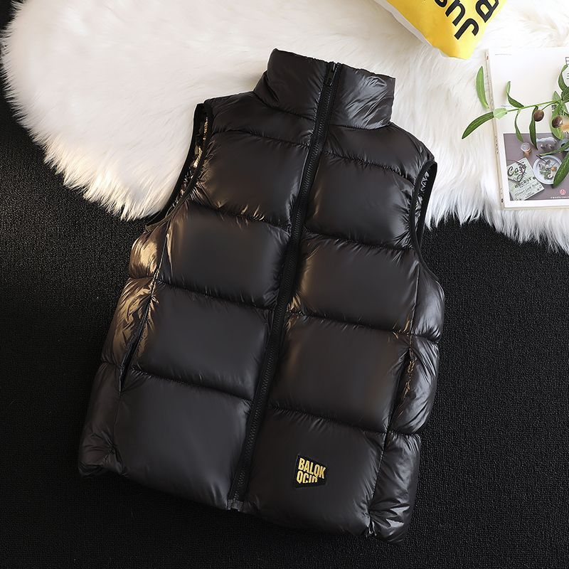 NEU Schwarze Daunenweste für Herren im Winter, dicke und kältebeständige ärmellose Baumwolljacke,_voghion.com