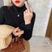 Women's Fleece-Lined Knit Sweater Semi-Turtleneck Winter Warm Pullover Soft Comfortable Casual Tops_voghion.com