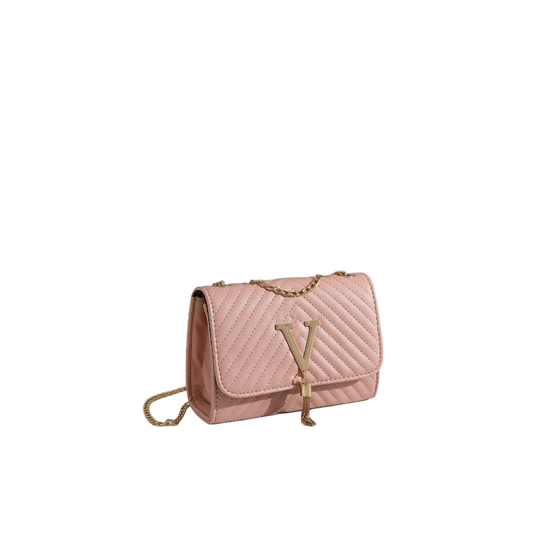 Light Luxury Fashion Stripe Embroidery V Tassel Decoration Crossbody Shoulder Bag_voghion.com