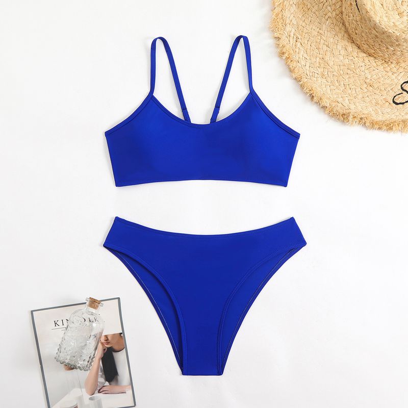 Women's Solid Color Bikini Set - Sexy High-Cut Swimwear For Beach & Hot Spring (Adjustable Ties Smooth Lining)​​_voghion.com