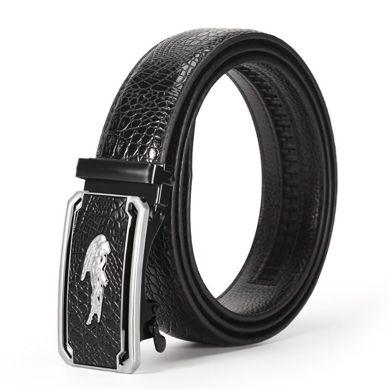 Automatic Buckle New Crocodile Pattern Casual Versatile Youth Jeans Men's Belt_voghion.com