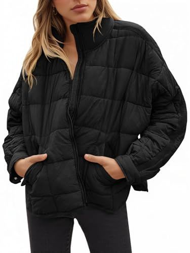 Übergroßer, leichter Daunenmantel für Damen, langärmelig, mit Reißverschluss, verstaubar, kurze Pufferjacke_voghion.com