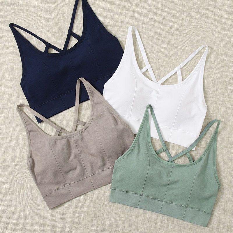 Processing and customizing new high-intensity sports yoga bra cross-beautiful back shock-proof square collar yoga sports bra for women_voghion.com