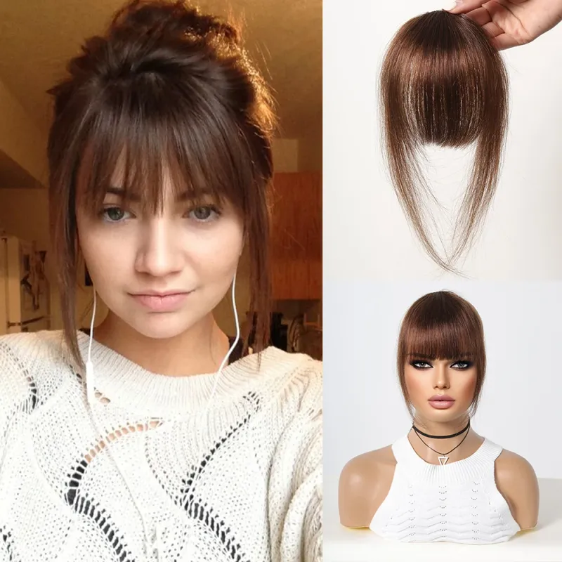 Platinum Blonde Human Hair Air Bangs 100% Human Hair Straight Hair Pieces for Women Blunt Bangs Hair Extension_voghion.com