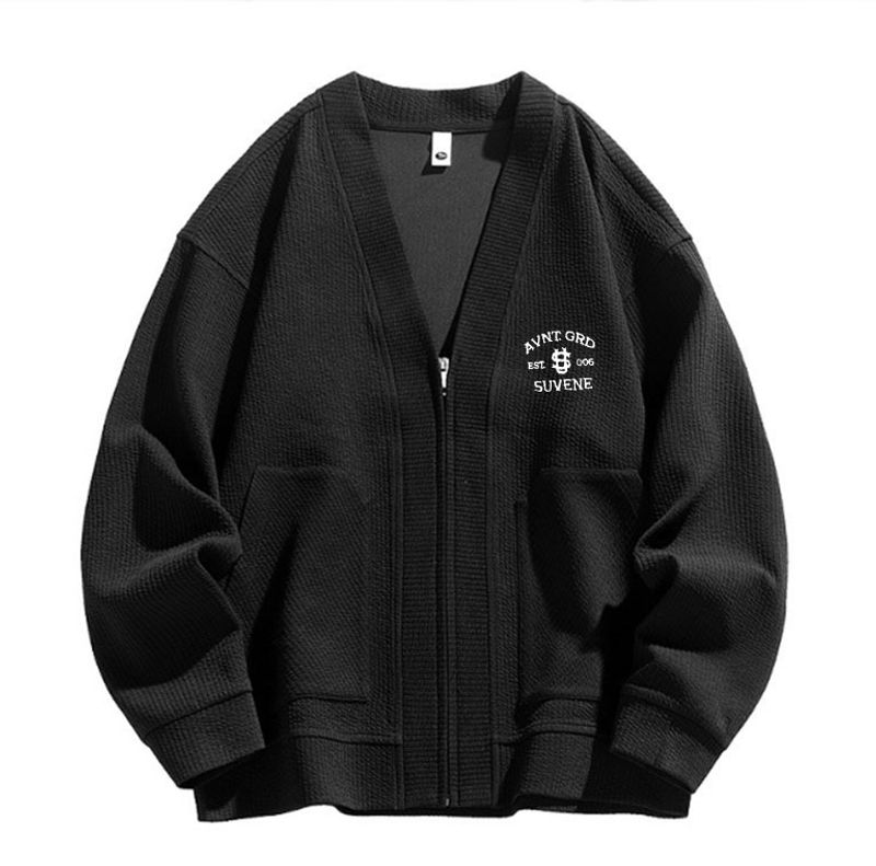 Veste en laine texturée pour homme avec imprimé logo lettre, veste de marque tendance Y2K_voghion.com