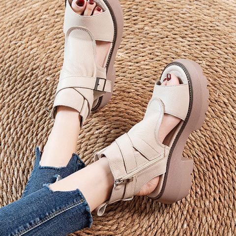 New Thick Soled Sandals For Women's In Spring Summer 2025, With Sponge Cake And Roman Style Casual Versatile High Top_voghion.com