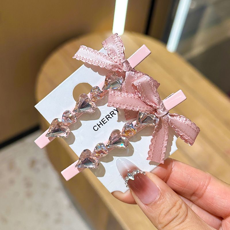 Haar-Accessoires für Damen, hochwertige, superglänzende Strass-Schleife, Entenschnabel-Haarnadel, seitlicher Clip, Pony-Clip, gerader Clip, Haar-Accessoires_voghion.com