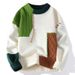 Men's Thickened Korean Style Color Block Trendy Autumn Winter Brand Knitted Youth Student Base Sweater_voghion.com