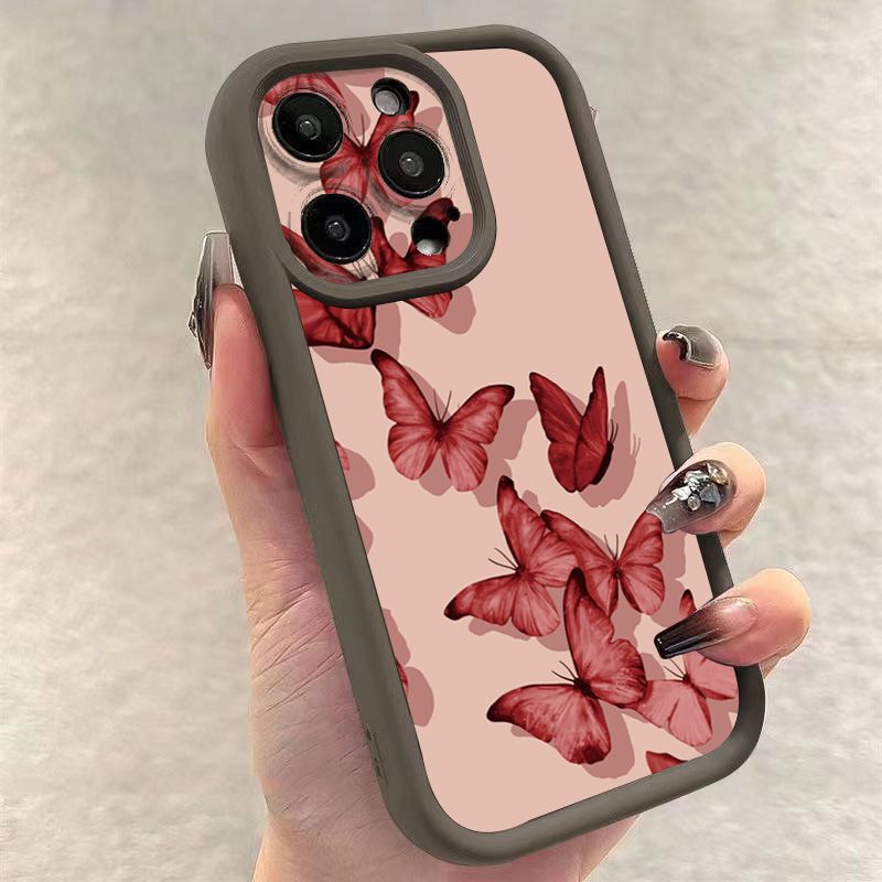 Pink And Black Butterfly Pattern Phone Case For Xiaomi Poco M6 X6 X5 X3 F5 F6 Pro Mi 13 12 11 Lite 5G 14 14T 13T 12T Soft Cover_voghion.com