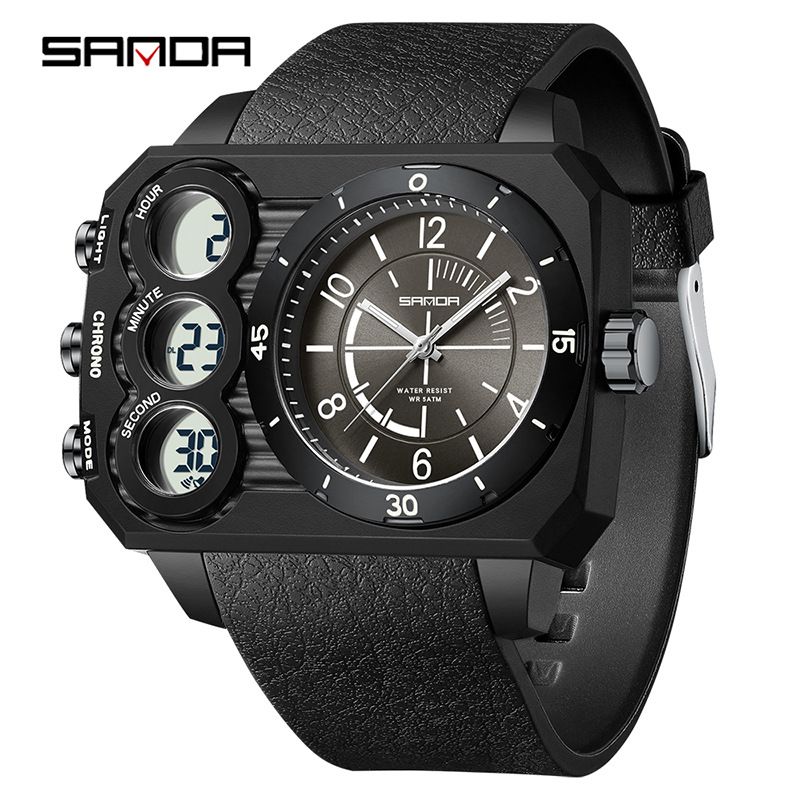 Men's And Women's Sporty Dual Display Digital Watch With Waterproof, Night Light, Multi-Function, Light Luxury Style Luminous Electronic Watch_voghion.com