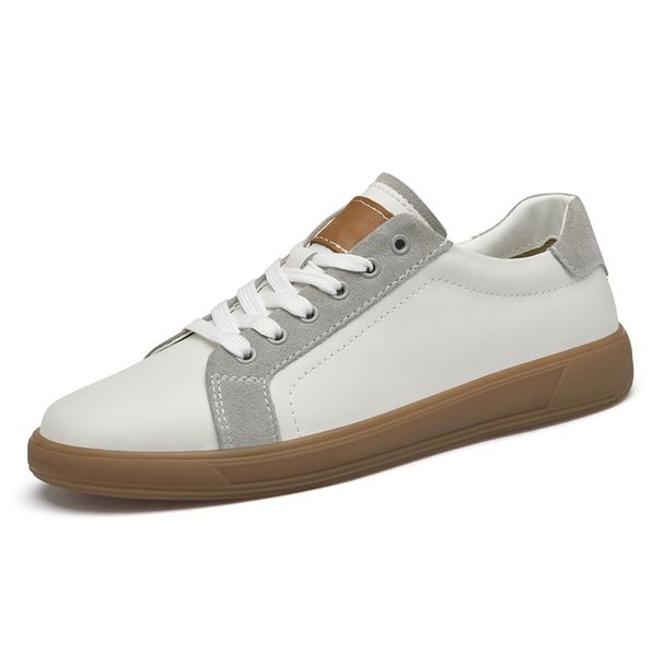 Herren Boardschuhe Flache Trainings-Sneaker Low-Top Leder Rindsleder Oberfläche Freizeitschuhe Rundkopf Schnürschuhe Kleines Leder_voghion.com