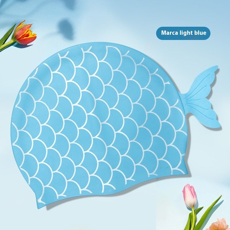 Nuova cuffia da nuoto impermeabile in silicone con motivo a squame di pesce per ragazzi e ragazze_voghion.com