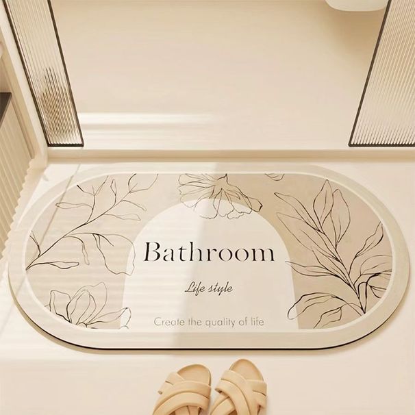 Tapete de banho de poliéster premium – Tapete antiderrapante de secagem rápida para banheiro e casa (formato oval, estampa floral, vários tamanhos, lavável à máquina)_voghion.com