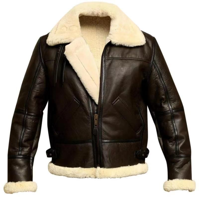 Thickened Heavy Craft Men's Integrated Long Sleeve Fur Coat 6629 Medium_voghion.com