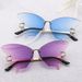 Gafas de sol de mariposa sin marco de moda 2024 para mujer con diseño premium y protección solar en color degradado._voghion.com