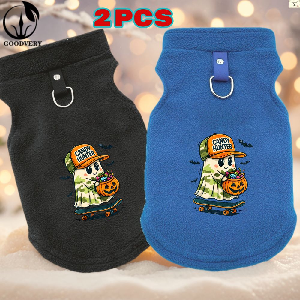 Felpe con cappuccio in stile Halloween a forma di canguro, 2 pezzi, mantengono il tuo animale domestico al caldo in autunno e inverno. Include una tasca posteriore, ideale per passeggiate e avventure._voghion.com