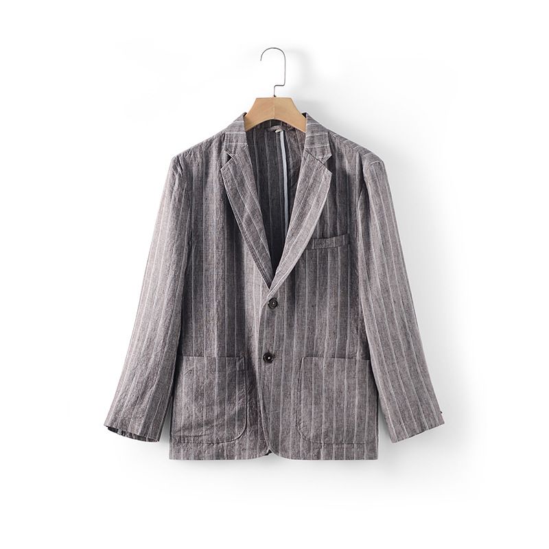 Abbigliamento maschile Abito in lino Giacca casual a righe_voghion.com