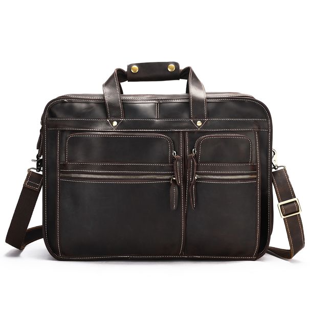Marant Crazy Horse Leather Men's Retro Briefcase High Grade Top Layer Cowhide Business Computer Bag Portable Briefcase_voghion.com