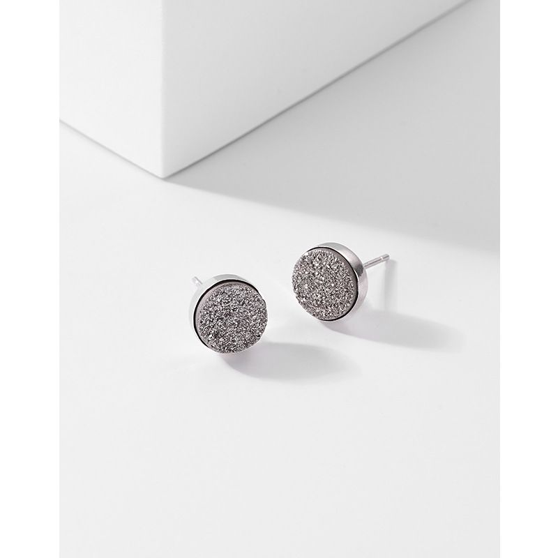 Stříbrné kulaté náušnice pro muže, trendy osobnostní niche, luxusní krystalové náušnice pro ženy, černé pánské náušnice_voghion.com