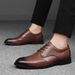 Chaussures en cuir pour hommes, chaussures habillées en cuir gravé, style chaussures de travail décontractées, grandes tailles pour hommes_voghion.com