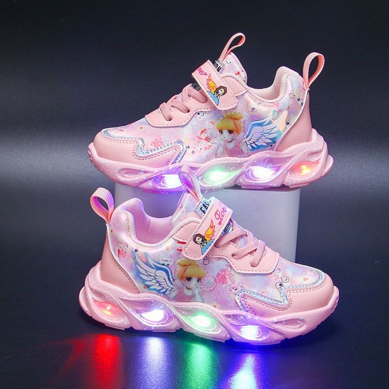 Chaussures de sport pour filles, nouveau style de printemps, en cuir, maille respirante légère, polyvalentes, pour étudiantes, chaussures de princesse Elsa_voghion.com