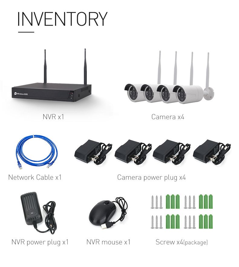 Kit de caméras de sécurité Tuya Smart Surveillance Equipment Kit NVR Kit de caméra de surveillance sans fil Kit Wi-Fi_voghion.com