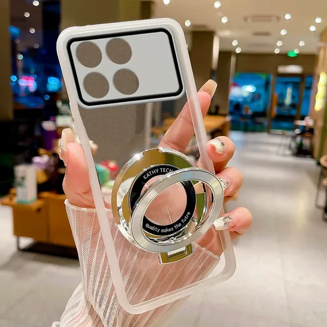 Custodia per telefono per Poco F6 Pro Trasparente antiurto Custodia morbida con supporto magnetico Protezione completa della fotocamera_voghion.com